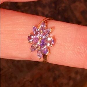 YMC Gold Ring with Purple Floral Design